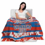personalized oklahoma city thunder floral stripes blue white blanket best selling