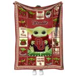 personalized oklahoma sooners baby yoda crimson blanket best selling