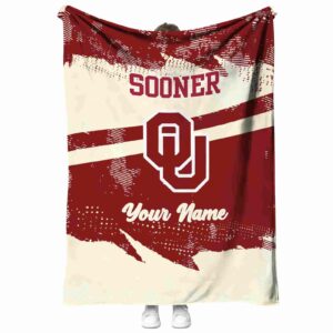 personalized oklahoma sooners grunge streaks crimson blanket best selling