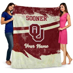 personalized oklahoma sooners grunge streaks crimson blanket fashion forward