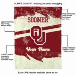 personalized oklahoma sooners grunge streaks crimson blanket best selling