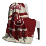 personalized oklahoma sooners grunge streaks crimson blanket best selling