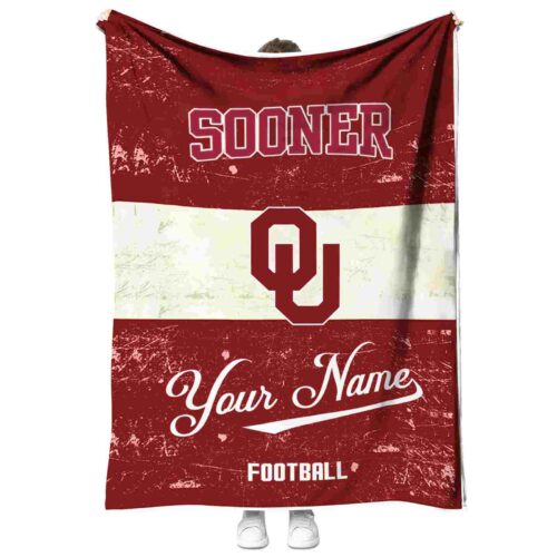 personalized oklahoma sooners grunge texture crimson white blanket best selling