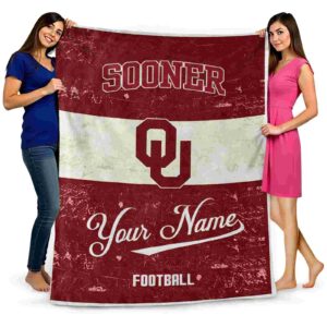 personalized oklahoma sooners grunge texture crimson white blanket fashion forward