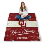 personalized oklahoma sooners grunge texture crimson white blanket best selling