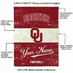 personalized oklahoma sooners grunge texture crimson white blanket best selling