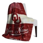 personalized oklahoma sooners grunge texture crimson white blanket best selling
