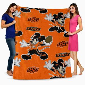 personalized oklahoma state cowboys mickey orange blanket fashion forward