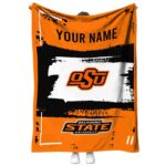 personalized oklahoma state cowboys paint strokes orange white blanket best selling