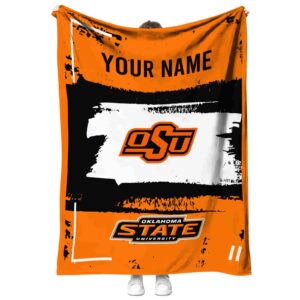 personalized oklahoma state cowboys paint strokes orange white blanket best selling