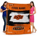 personalized oklahoma state cowboys paint strokes orange white blanket best selling