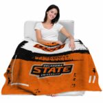 personalized oklahoma state cowboys paint strokes orange white blanket best selling