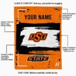 personalized oklahoma state cowboys paint strokes orange white blanket best selling