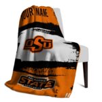 personalized oklahoma state cowboys paint strokes orange white blanket best selling