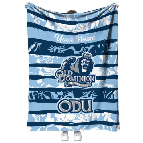 personalized old dominion monarchs floral stripes blue white blanket best selling