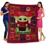 personalized ole miss rebels baby yoda red blanket best selling