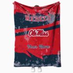 personalized ole miss rebels grunge streaks red blanket best selling