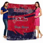 personalized ole miss rebels grunge streaks red blanket best selling