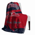 personalized ole miss rebels grunge streaks red blanket best selling