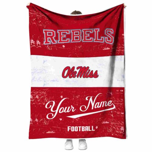 personalized ole miss rebels grunge texture red white blanket best selling