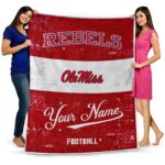 personalized ole miss rebels grunge texture red white blanket best selling