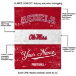 personalized ole miss rebels grunge texture red white blanket best selling