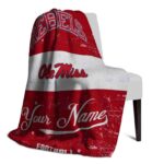personalized ole miss rebels grunge texture red white blanket best selling