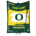 personalized oregon ducks paint strokes green white blanket best selling