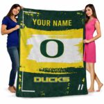 personalized oregon ducks paint strokes green white blanket best selling