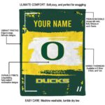 personalized oregon ducks paint strokes green white blanket best selling