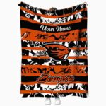 personalized oregon state beavers floral stripes orange white blanket best selling