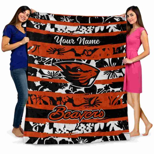 personalized oregon state beavers floral stripes orange white blanket fashion forward