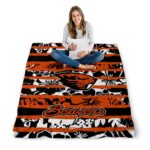 personalized oregon state beavers floral stripes orange white blanket high quality