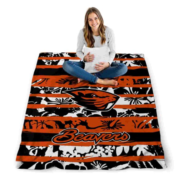 personalized oregon state beavers floral stripes orange white blanket high quality