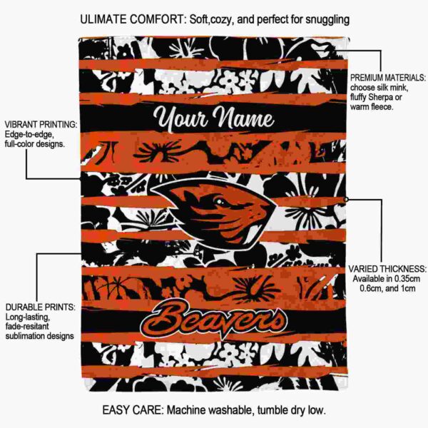 personalized oregon state beavers floral stripes orange white blanket new arrival