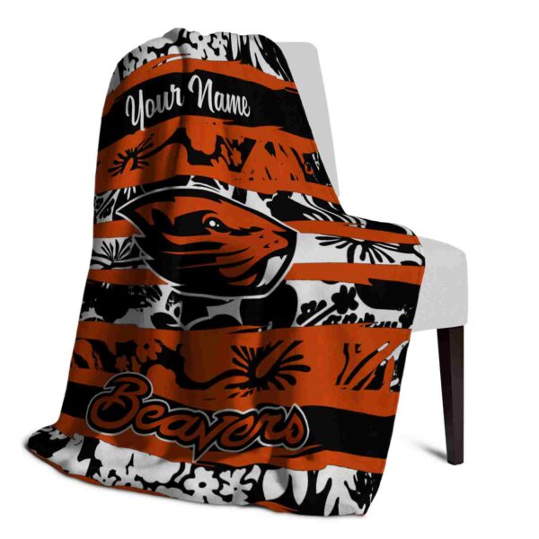 personalized oregon state beavers floral stripes orange white blanket top rated