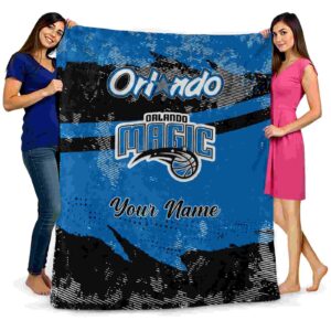 personalized orlando magic grunge streaks blue blanket fashion forward