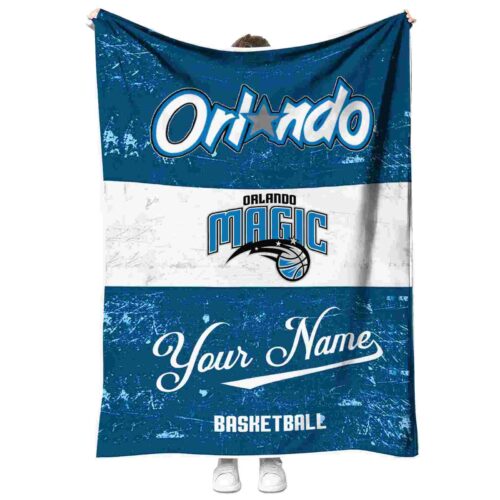 personalized orlando magic grunge texture blue white blanket best selling