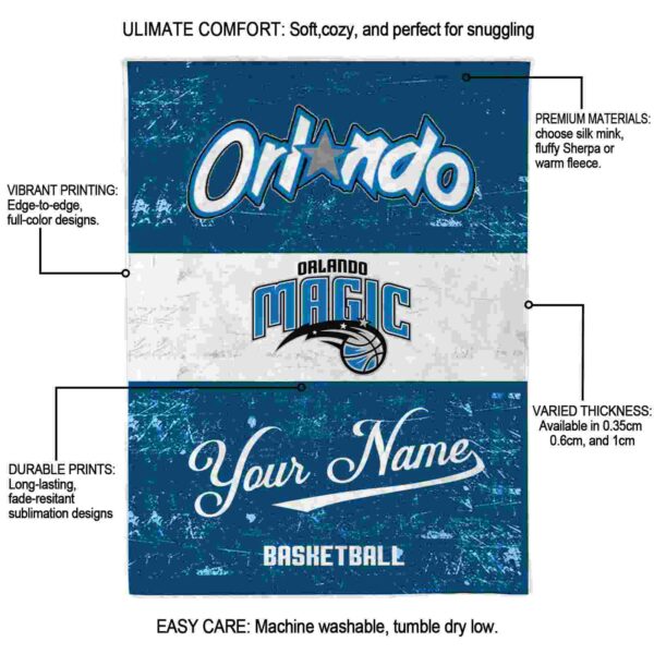 personalized orlando magic grunge texture blue white blanket new arrival