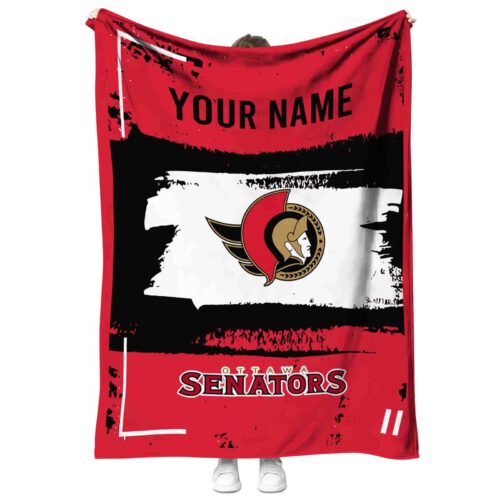 personalized ottawa senators paint strokes red white blanket best selling