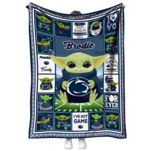 personalized penn state nittany lions baby yoda blue blanket best selling