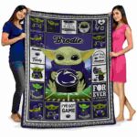 personalized penn state nittany lions baby yoda blue blanket best selling