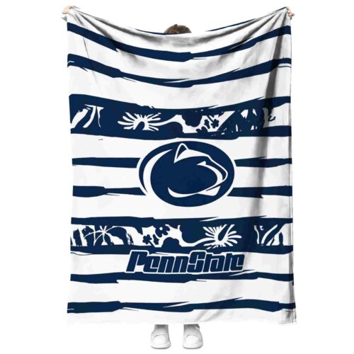 personalized penn state nittany lions floral stripes blue white blanket best selling
