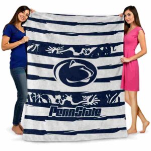 personalized penn state nittany lions floral stripes blue white blanket fashion forward
