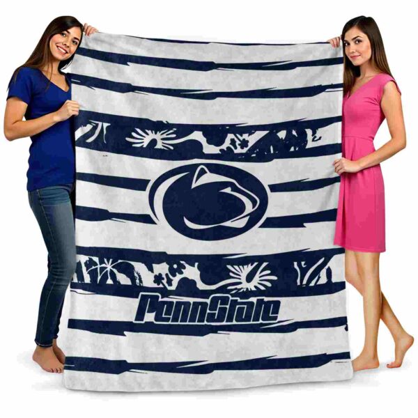 personalized penn state nittany lions floral stripes blue white blanket fashion forward