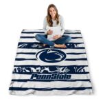 personalized penn state nittany lions floral stripes blue white blanket high quality