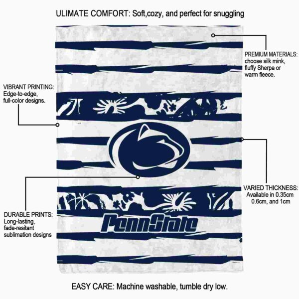 personalized penn state nittany lions floral stripes blue white blanket new arrival