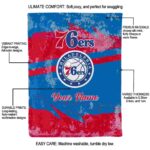 personalized philadelphia 76ers grunge streaks blue blanket best selling