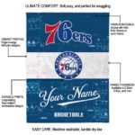 personalized philadelphia 76ers grunge texture blue white blanket best selling
