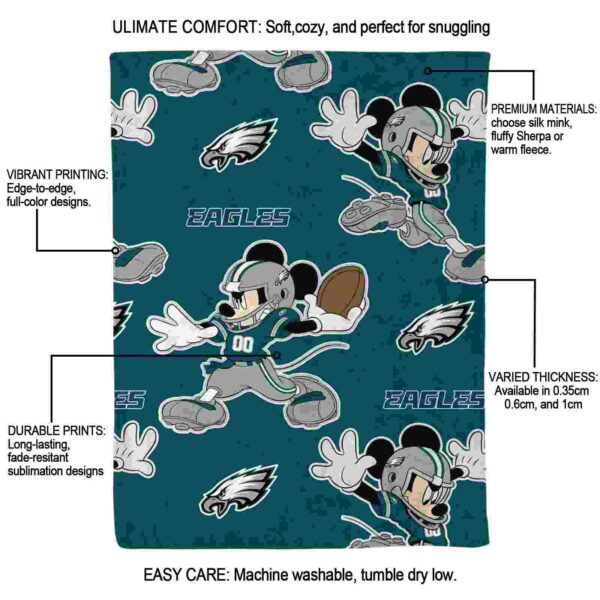 personalized philadelphia eagles mickey green blanket new arrival